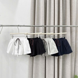 Quần Thô Váy Dáng Xòe Nhẹ Bản Cạp Chun To Phối Dây Mix Đồ Basic