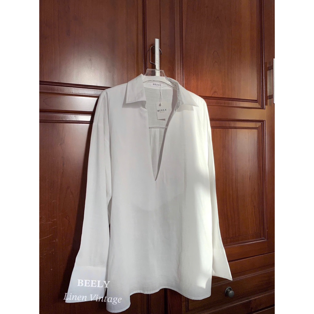 𝗛𝗶𝗻𝗲- Áo Linen Tưng ướt sơ mi cổ V BEELY