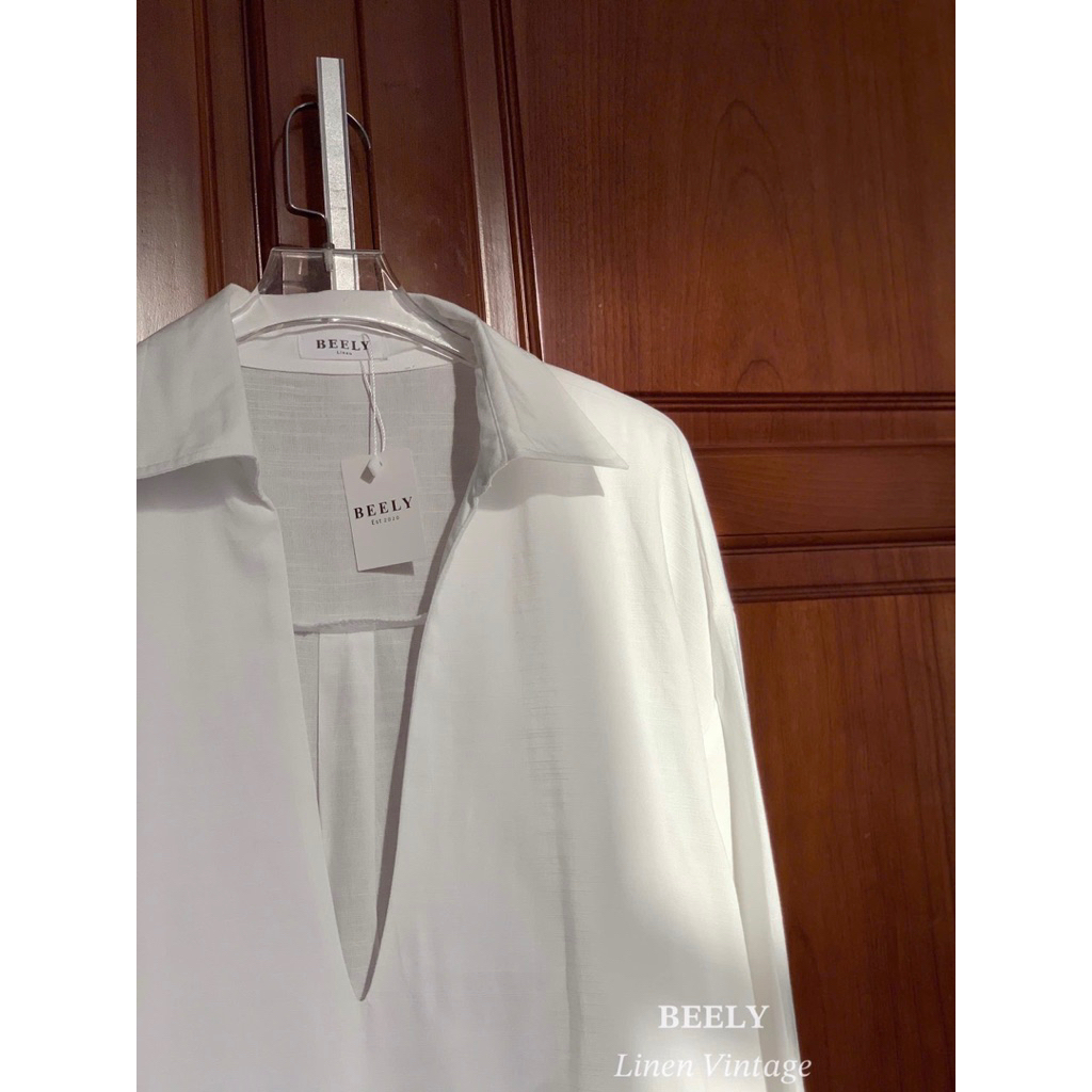 𝗛𝗶𝗻𝗲- Áo Linen Tưng ướt sơ mi cổ V BEELY