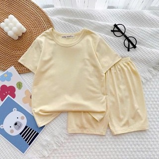 Bộ Quần Áo Thun Lạnh Ngắn Tay Trơn Basic Cho Bé Trai Gái , Chất Vải Thun Lạnh Siêu Mềm Mại