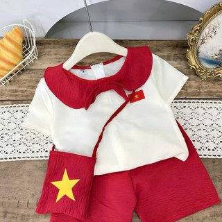 Bộ Cờ Đỏ Sao Vàng Váy Cờ Đỏ Sao Vàng  Việt Nam Tặng Kèm Túi- Set Quốc Khánh 2/9 Kèm Túi Cho Bé Trai và Bé Gái