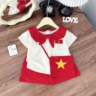 Bộ Cờ Đỏ Sao Vàng Váy Cờ Đỏ Sao Vàng  Việt Nam Tặng Kèm Túi- Set Quốc Khánh 2/9 Kèm Túi Cho Bé Trai và Bé Gái