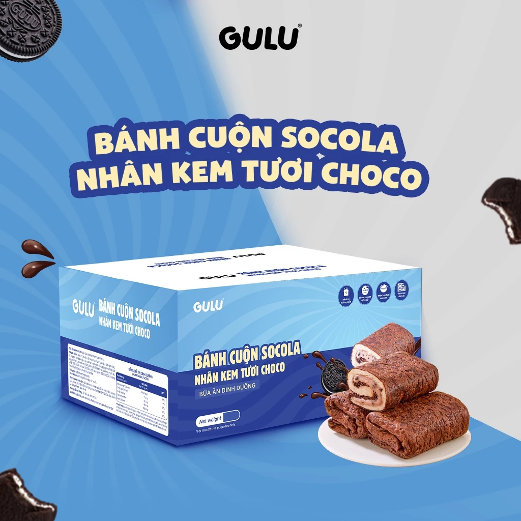 [Mua 4 Hộp Tặng 1 Kẹo Dẻo]Bánh cuộn socola nhân kem tươi Choco ...