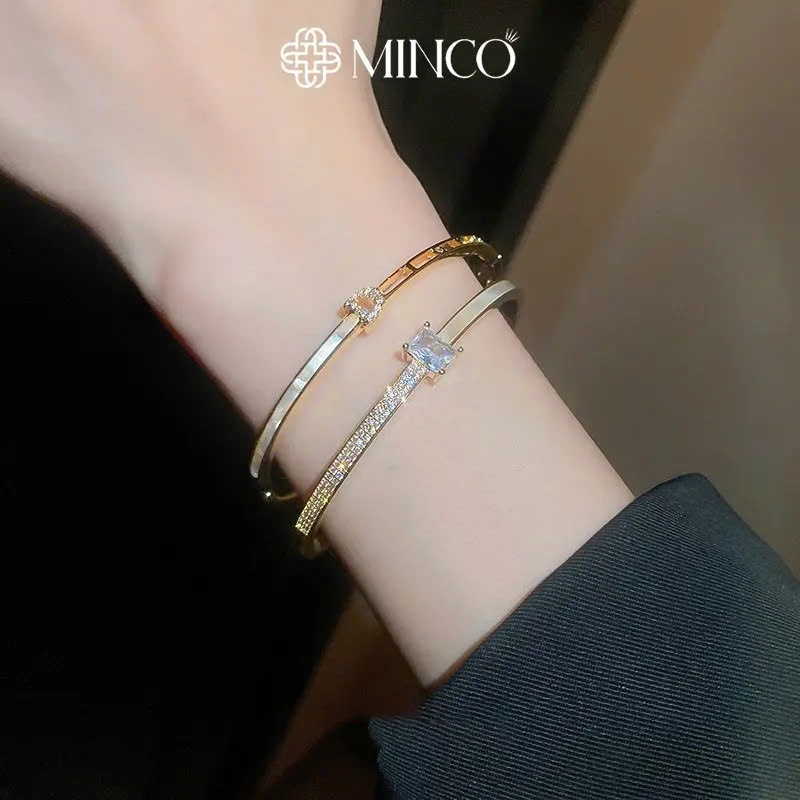 Lắc tay đính đá Zircon cao cấp Minco Accessories,vòng tay nữ sang chảnh phong cách Hàn Quốc