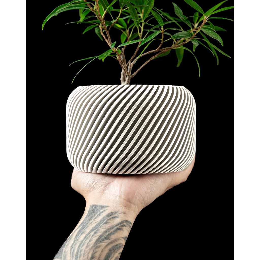 Chậu cây trang trí, tặng kèm nametag (quà tặng) - Mẫu Slant - ArtPrint3D