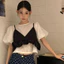 Set Áo Tơ Óng Mềm Tay Phồng Mix Áo Yếm Rời ( có dây tăng giảm, k bị ngứa)