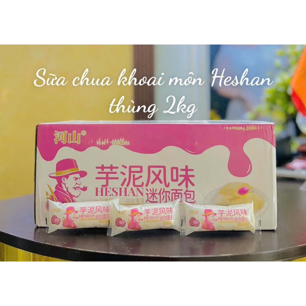 [Thùng 2 ký] bánh sữa chua Heshan mix vị khoai môn, truyền thống, phô mai, gạo tím khoảng 120 cái