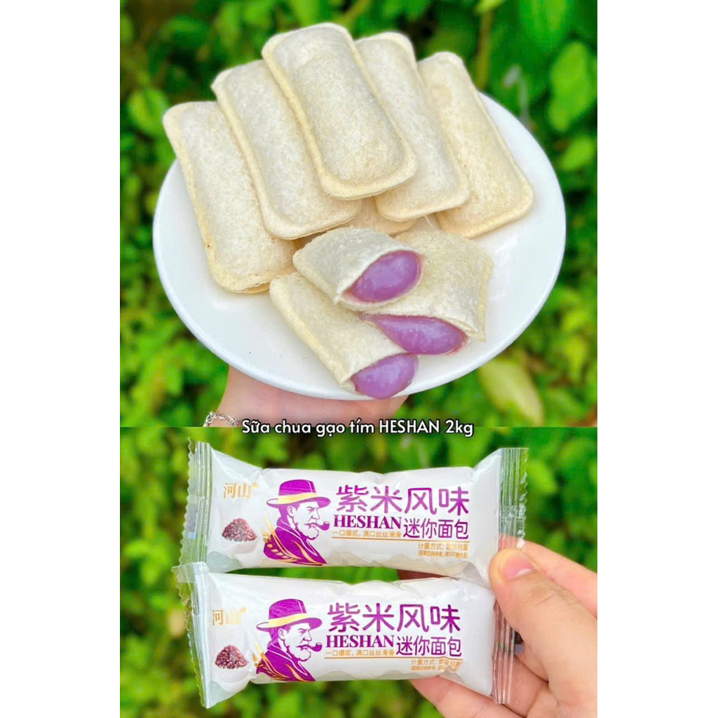 [Thùng 2 ký] bánh sữa chua Heshan mix vị khoai môn, truyền thống, phô mai, gạo tím khoảng 120 cái