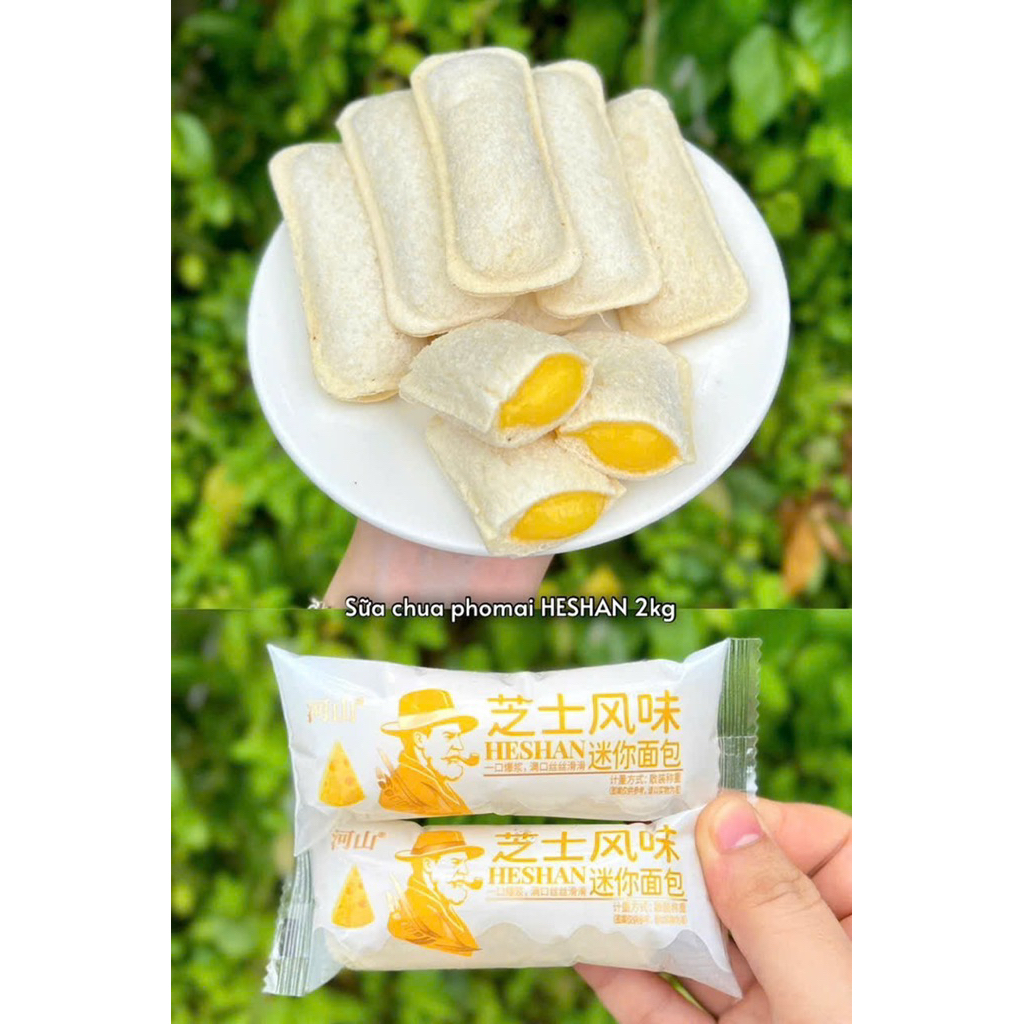 [Thùng 2 ký] bánh sữa chua Heshan mix vị khoai môn, truyền thống, phô mai, gạo tím khoảng 120 cái