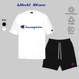 Sét quần áo Champion Streatwear Unisex Nam/Nữ 100% Cotton Cao cấp 280gsm