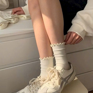 Combo 10 đôi tất màu trắng, hoạ tiết chấm bi tất cao cổ M003 🌸🌸🌸