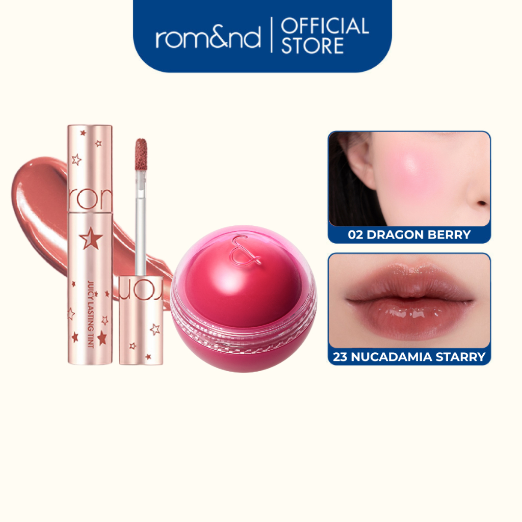 [Rom&nd] Combo Son Romand Juicy Lasting Tint Starry Edition #23 + Má hồng ngọt ngào Hàn Quốc JUICY ROLL CHEEK 8.4g