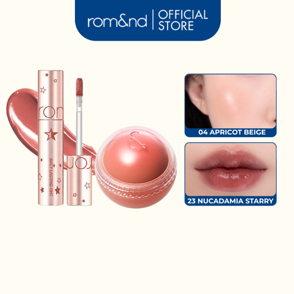[Rom&nd] Combo Son Romand Juicy Lasting Tint Starry Edition #23 + Má hồng ngọt ngào Hàn Quốc JUICY ROLL CHEEK 8.4g