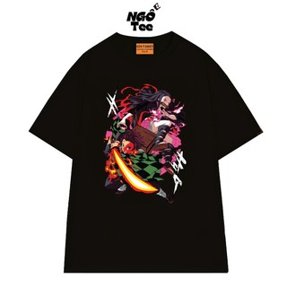 Áo Thun Anime Demon Slayer Tanjiro và Nezuko Cùng Chiến Đấu Vải Cotton 75 Mềm Mịn NGỐ TEE