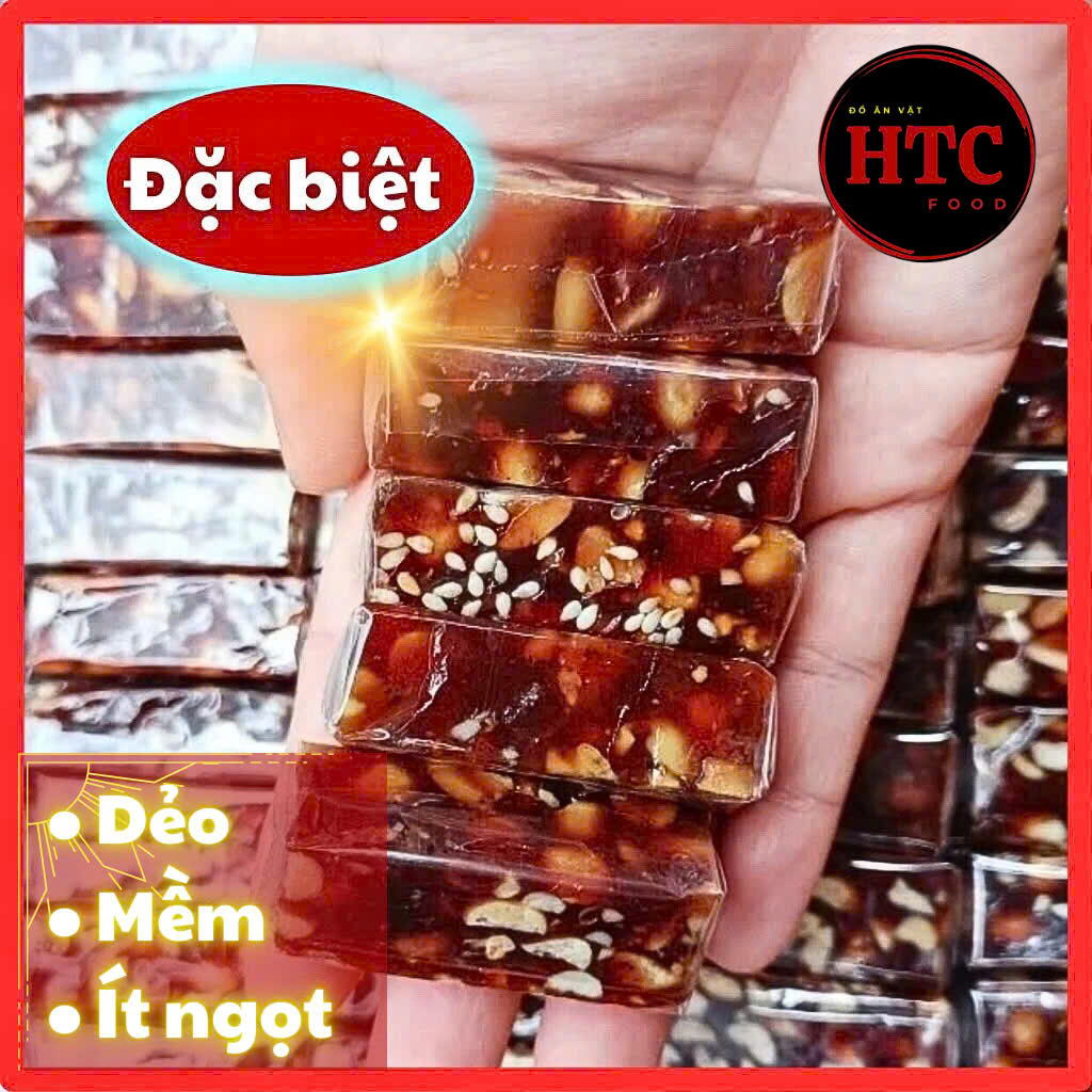 Kẹo chuối dẻo đậu phụng đặc biệt nhà làm ngọt vừa, đồ ăn vặt tuổi thơ ngon, 500g/1kg, HTC Food