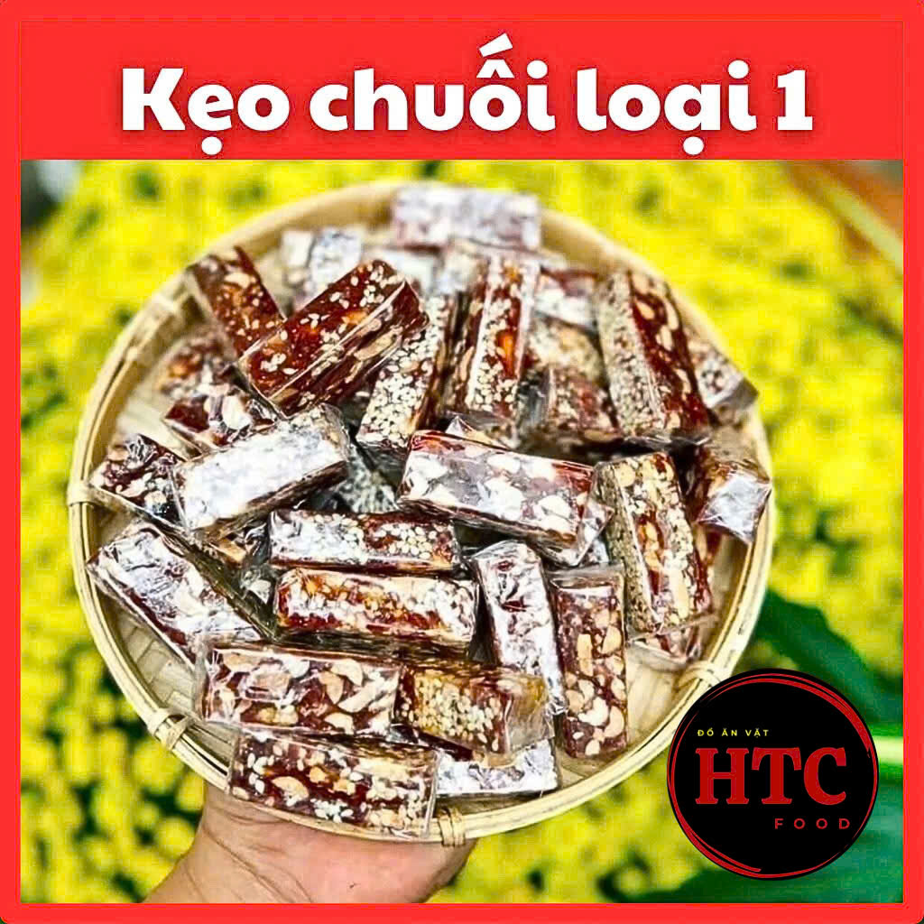 Kẹo chuối dẻo đậu phụng đặc biệt nhà làm ngọt vừa, đồ ăn vặt tuổi thơ ngon, 500g/1kg, HTC Food