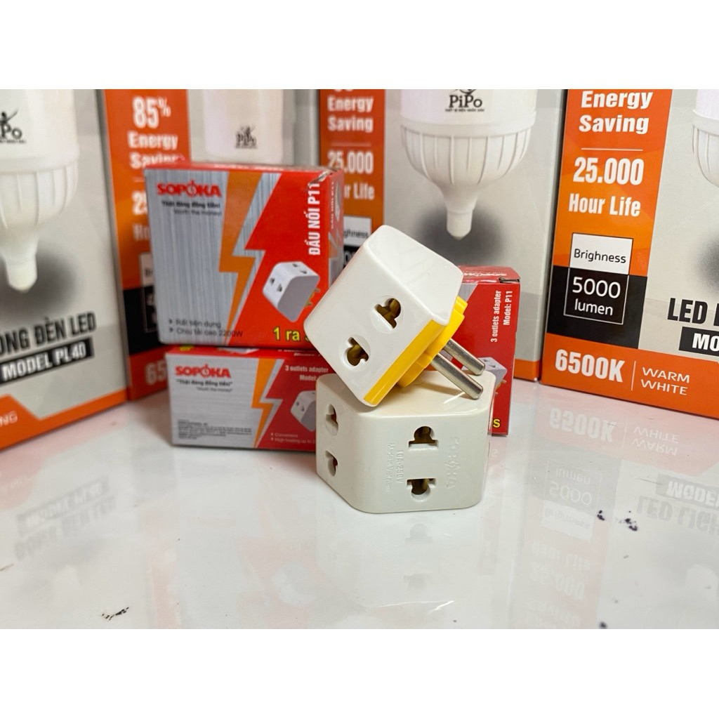 [ Chính hãng ] Phích cắm điện, ổ chia 1 ra 3 SOPOKA 10A - 220V , Ổ cắm nối chia 3 ngã