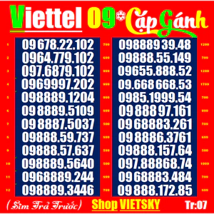 SIM SỐ ĐẸP Viettel 09 Tam Hoa giữa Tr07,6a.07ab Sim chưa đăng kí, chưa kích hoạt | sim viettel
