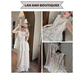 Set Áo Ren Kèm Chân Váy Dài KAB [Sẵn]