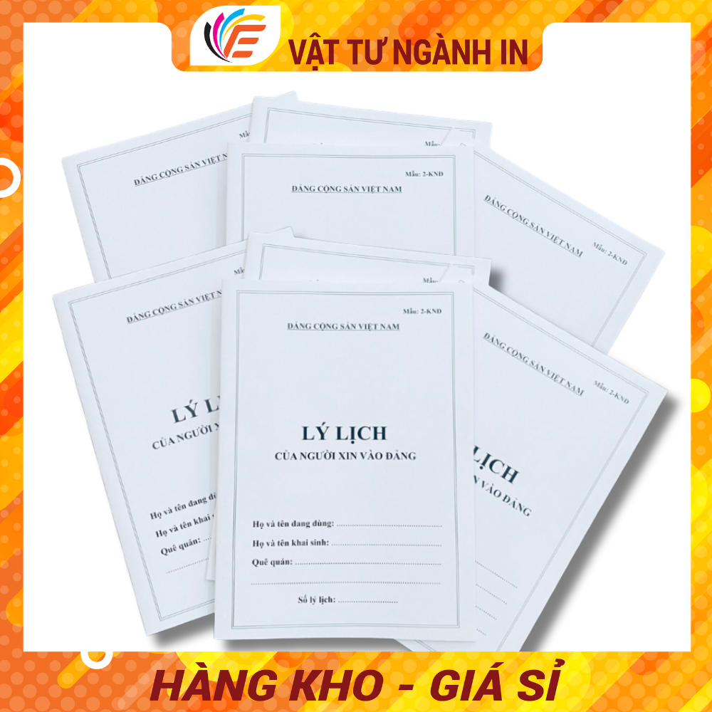 Sổ Lý Lịch Người Xin Vào Đảng Mẫu 02 - KNĐ Hàng Đẹp 28 Trang, 32 Trang, 40 Trang