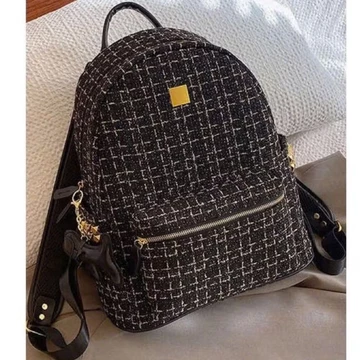 Balo nữ, balo học sinh, balo đi học, đi chơi, balo kim tuyến chất dạ Tweed size 40 đựng vừa A4, laptop 14in