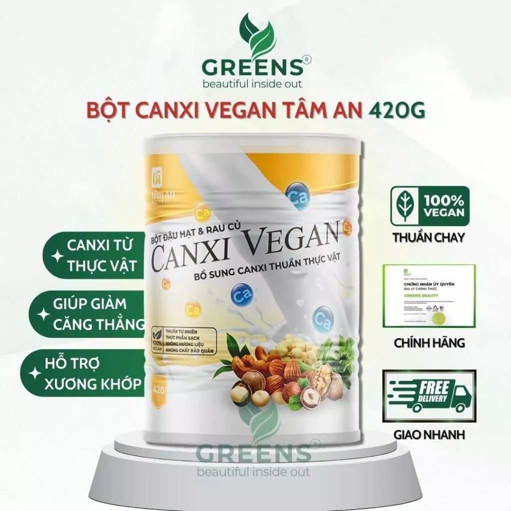 Bột Canxi Vegan Tâm An - Ngũ Cốc Thuần Chay Bổ Sung Canxi - Greens Beauty