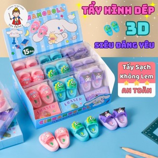 Tẩy Bút Chì Siêu Sạch Hình Đôi Dép Kuromi, Melody Cute - Gôm Tẩy Chất Liệu Cao Su Mềm Cao Cấp An Toàn Cho Bé Sử Dụng