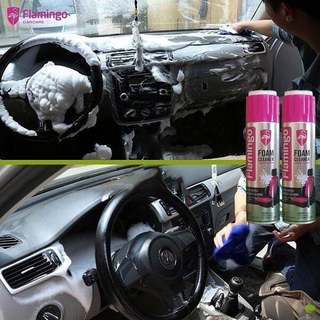 Chai Xịt Tẩy Vệ Sinh Đa Năng FLAMINGO F002 650ml Kèm Bàn Chải - Làm Sạch Ghế Da, Nỉ, Taplo Ô Tô