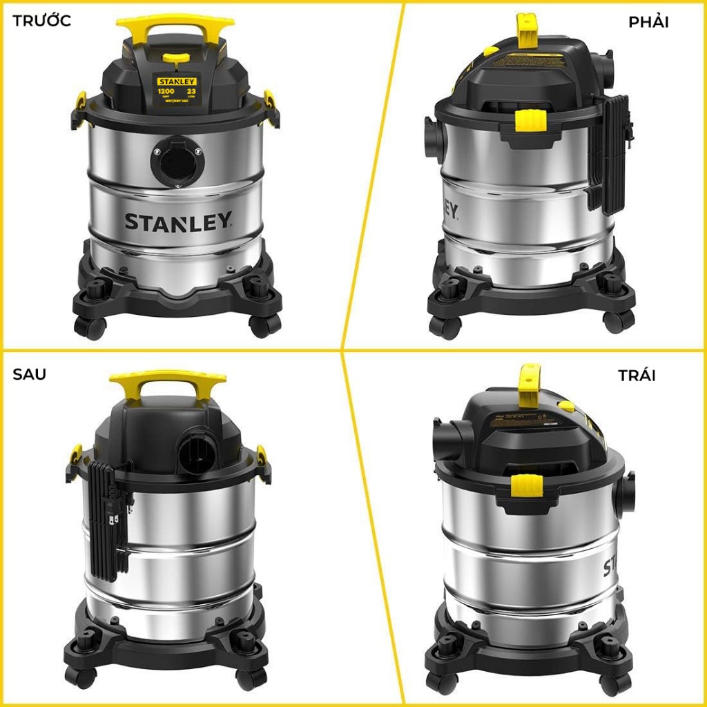 Máy hút bụi 3 chức năng - Khô/Ướt/Thổi Stanley SL19417-6AB, Thùng Inox 23Lit - Bảo hành 12 tháng