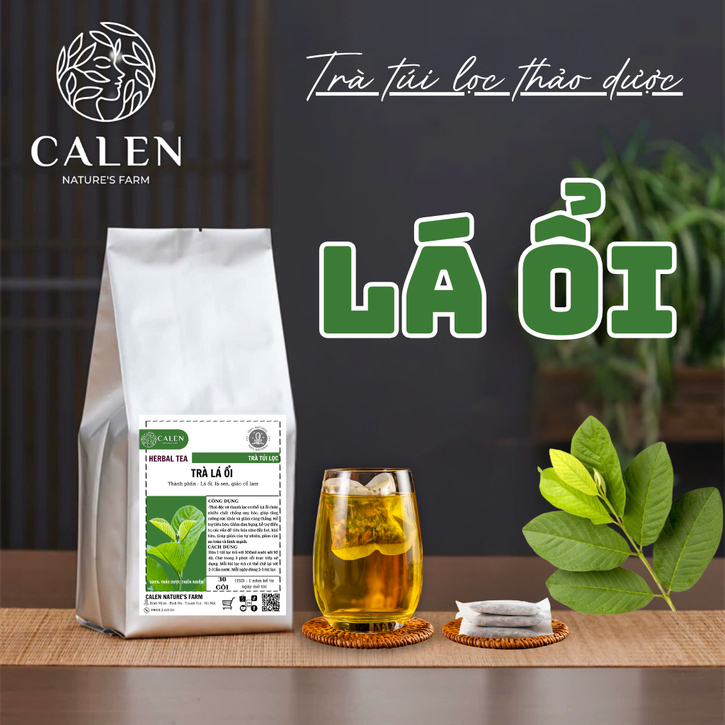 Trà búp ổi lá sen Calen Nature's Farm giúp giảm câ.n, tiêu mỡ nhanh, hỗ trợ dạ dày, đại tràng - bịch 30 lọc