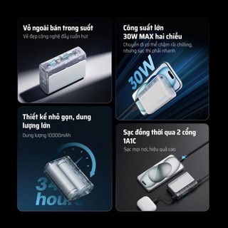 Sạc CUKTECH CP13/CP133L Kèm Cáp | Sạc Nhanh 30W Max | Dung Lượng 10.000mAh | Bảo Hành 18 Tháng LPB100 PB100S