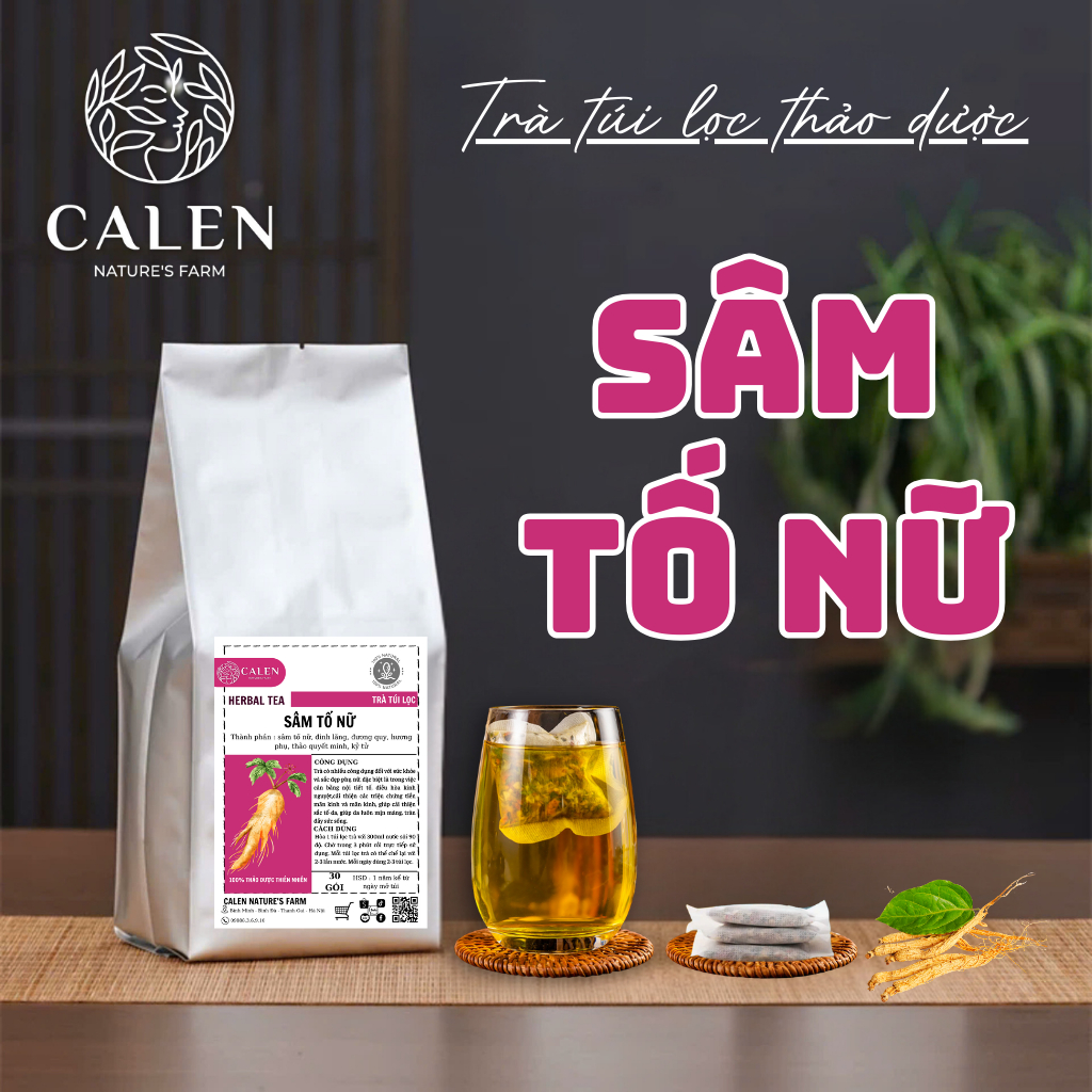 Trà sâm tố nữ Calen Nature's Farm giúp ổn định nội tiết, đẹp dáng, đẹp da bịch 30 lọc