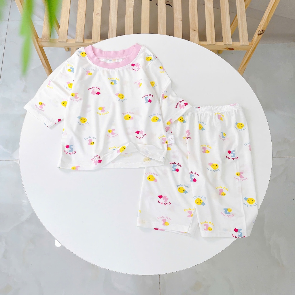 Bộ lửng bé gái 95% sợi sồi Modal Ice Cool Lá Homewear A303, đồ bộ quần lỡ bé gái họa tiết kỳ lân unicorn