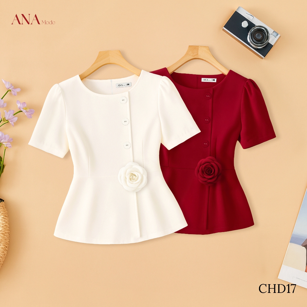Áo Kiểu Công Sở Nữ ANA Mode Chất Liệu Cotton Lạnh Thanh Lịch Đi Tiệc Quà Tặng Mẹ AK25CHD17