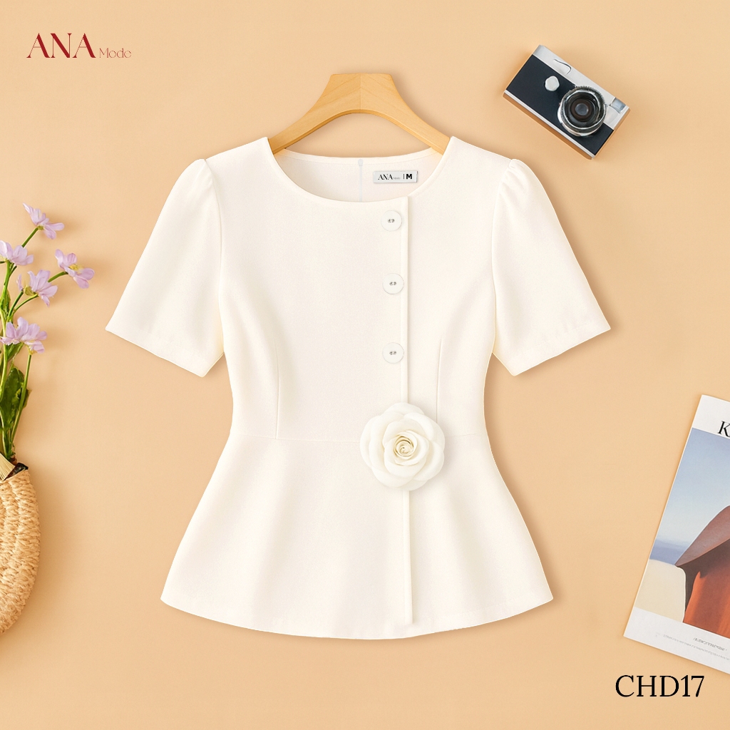 Áo Kiểu Công Sở Nữ ANA Mode Chất Liệu Cotton Lạnh Thanh Lịch Đi Tiệc Quà Tặng Mẹ AK25CHD17