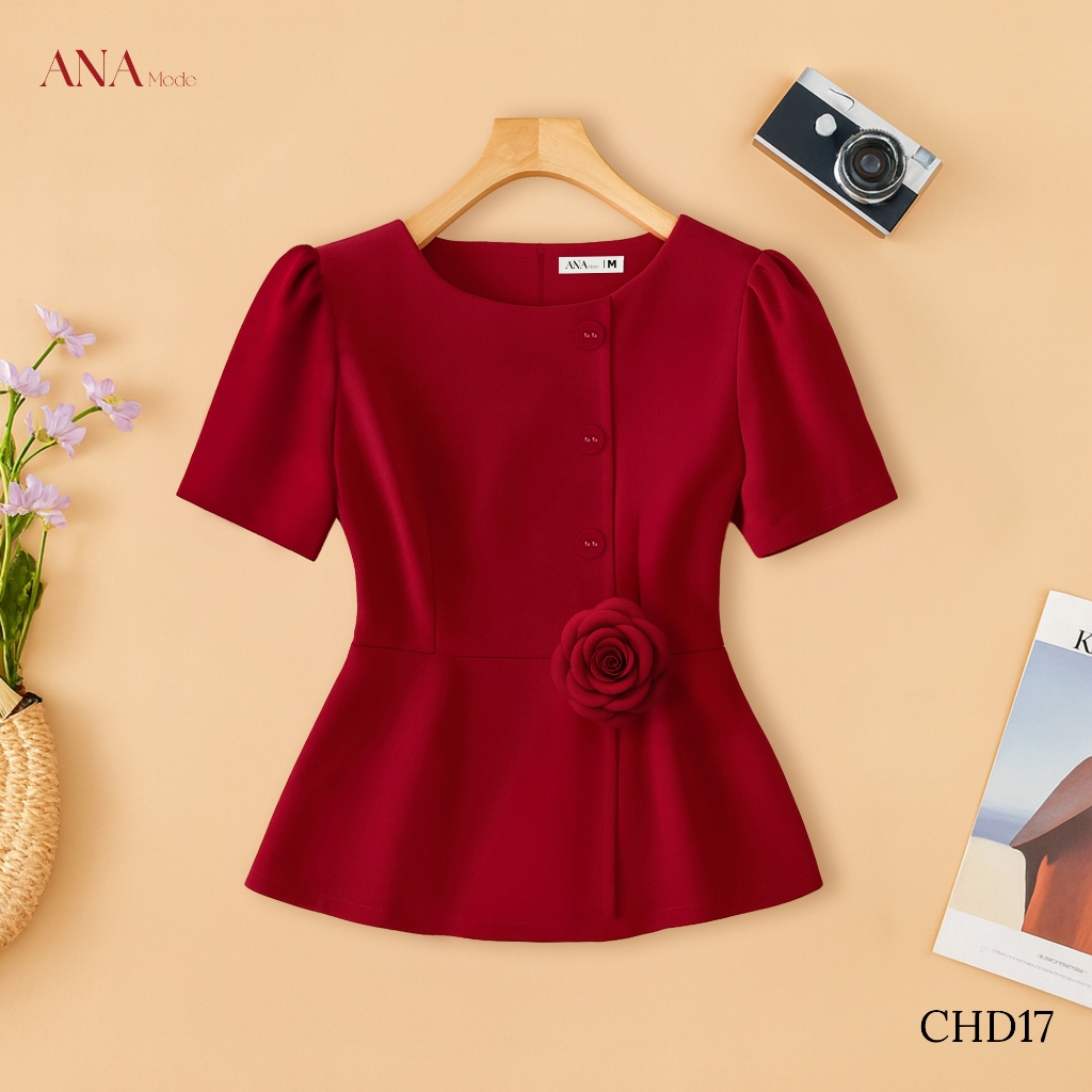Áo Kiểu Công Sở Nữ ANA Mode Chất Liệu Cotton Lạnh Thanh Lịch Đi Tiệc Quà Tặng Mẹ AK25CHD17