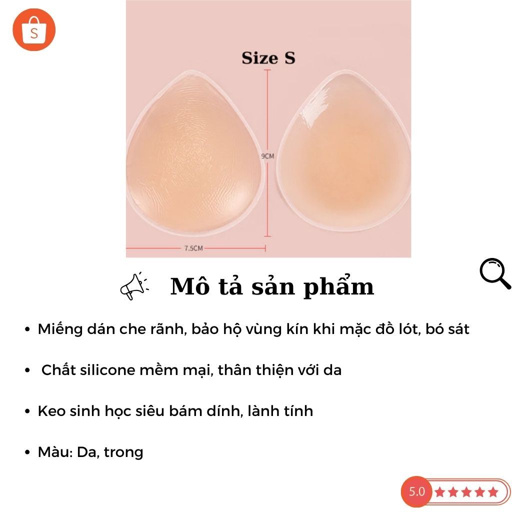 Miếng dán silicone mềm mại che rãnh vùng kín chống lộ bảo hộ mặc đồ bó sát đồ tập gym LANIXA D0163