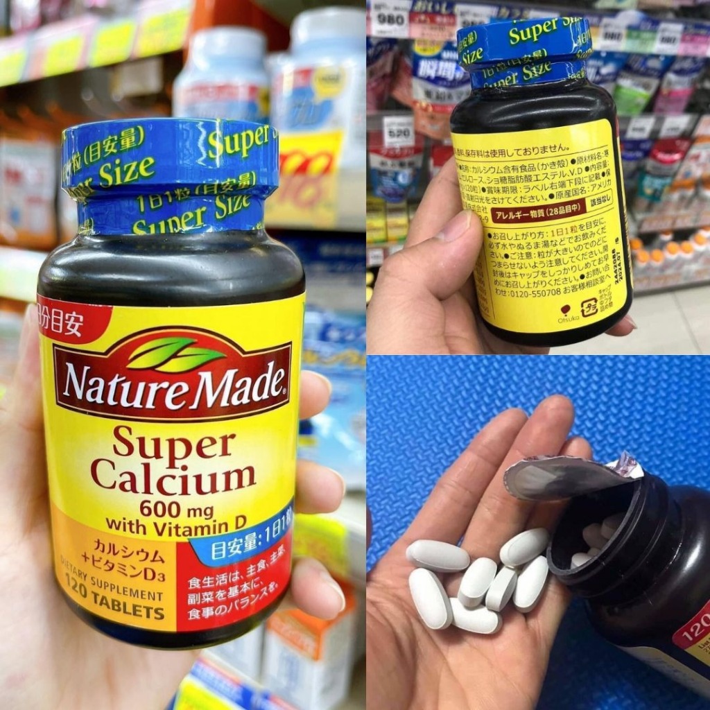 Viên uống Nature Made Super Calcium bổ sung Canxi; Vitamin D Nhật bản Hộp 120 viên.