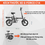 [Hỏa tốc HCM] Xe điện gấp gọn G-Force C14 bỏ cốp tiện lợi. Xe đạp trợ lực điện 3 chế độ. BH 12 tháng — ảnh 4