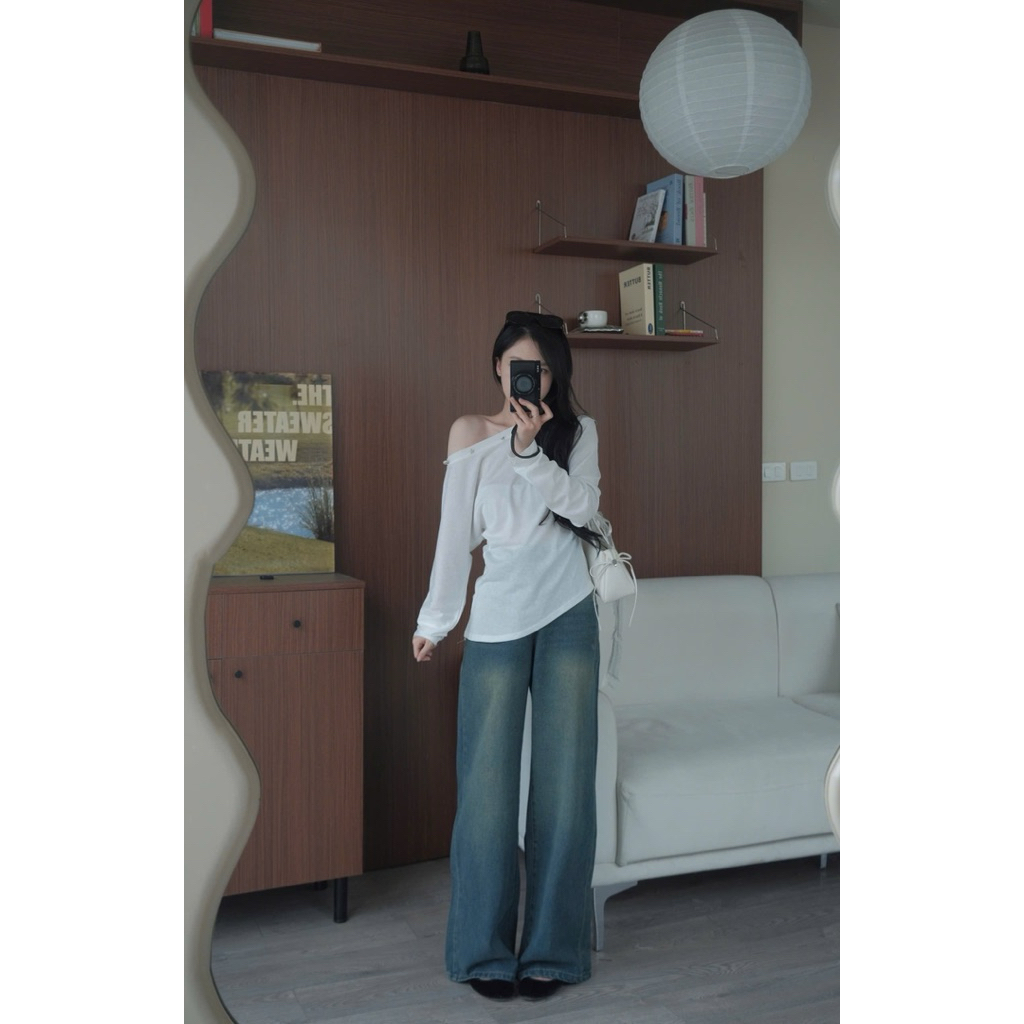 Quần jeans suông 2 màu rách bên the.sweaterweather TSW