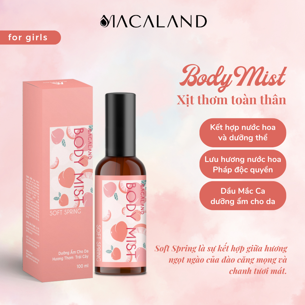 Body Mist xịt thơm body Soft Spring 35ml/100ml MACALAND cho nữ hương ...
