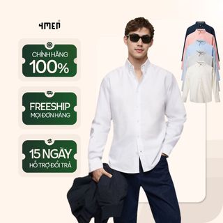 Áo Sơ Mi Nam Oxford Trơn Signature Form Regular 4MEN SM157 dày, mềm mại, thấm hút, dễ mặc, dễ phối