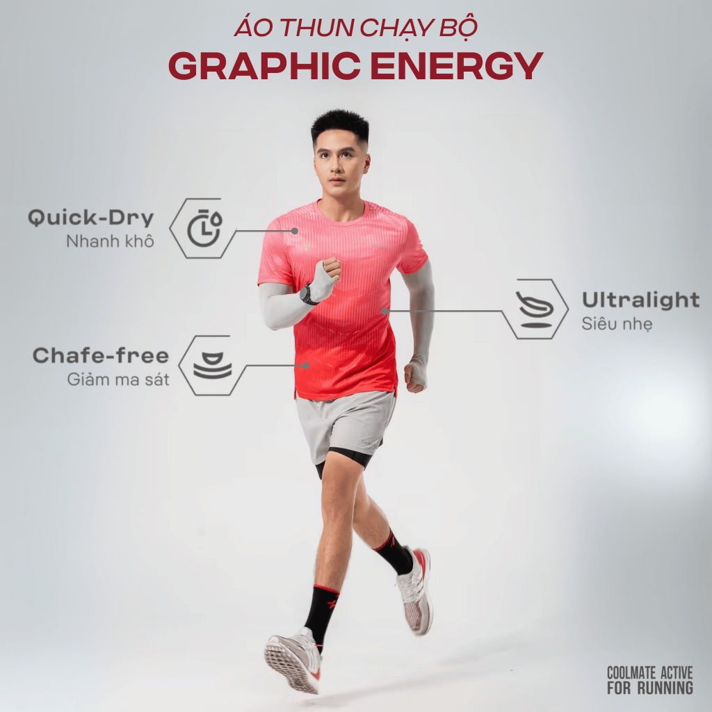 [MUA 3 GIẢM 30%]Áo thun nam Tshirt chạy bộ Graphic Energy áo thể thao running thoáng khí thấm hút tốt Coolmate