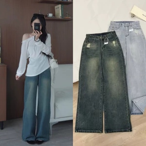 Quần jeans suông 2 màu rách bên the.sweaterweather TSW