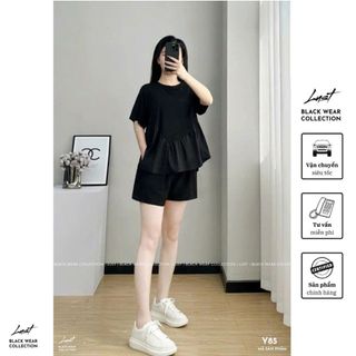 Set bộ đồ nữ đen dáng rộng tầng xòe LUST thời trang thiết kế cao cấp Y85