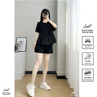 Set bộ đồ nữ đen dáng rộng tầng xòe LUST thời trang thiết kế cao cấp Y85