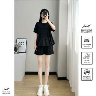 Set bộ đồ nữ đen dáng rộng tầng xòe LUST thời trang thiết kế cao cấp Y85