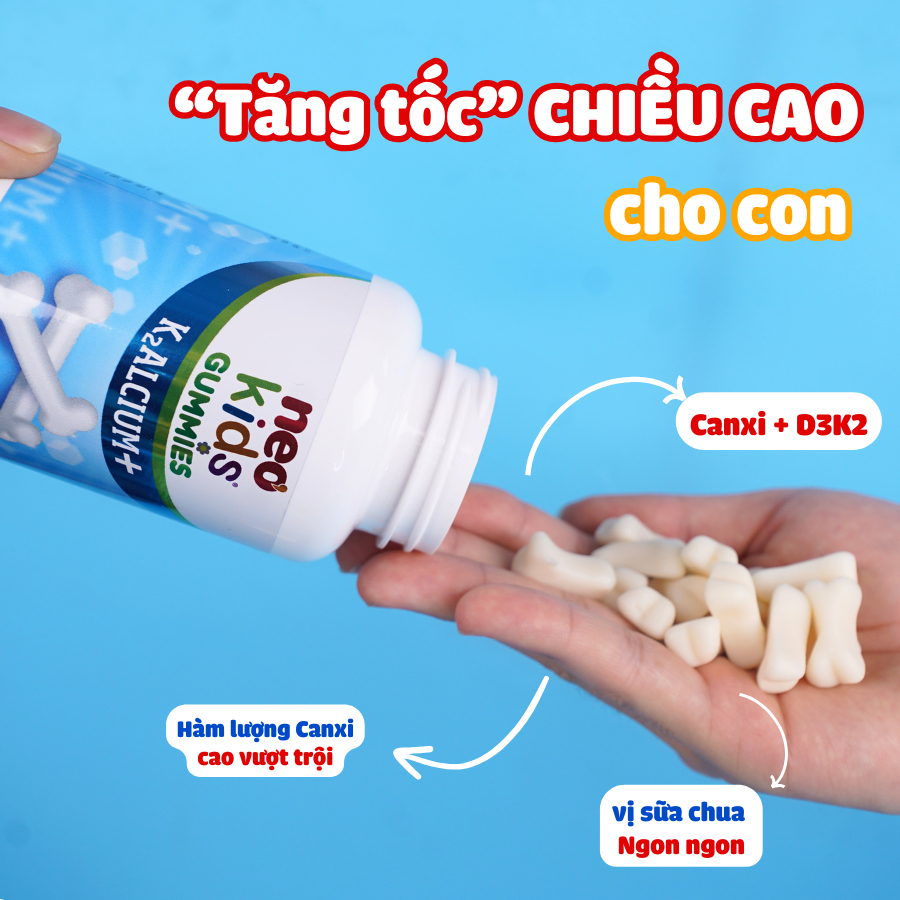 Kẹo Gummies Canxi vị sữa chua Neo Kids hộp 60 viên nhai
