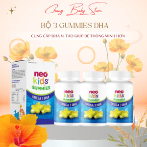 COMBO 3 Hộp GUMMIES Omega 3 DHA ngôi sao Neo Kids hộp 60 viên nhai + quà tặng