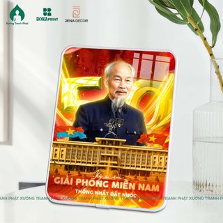 Ảnh để bàn Bác Hồ  quà tặng mùng 2-9 mẫu mới nhất 2025 tráng gương treo tường để bàn siêu nét